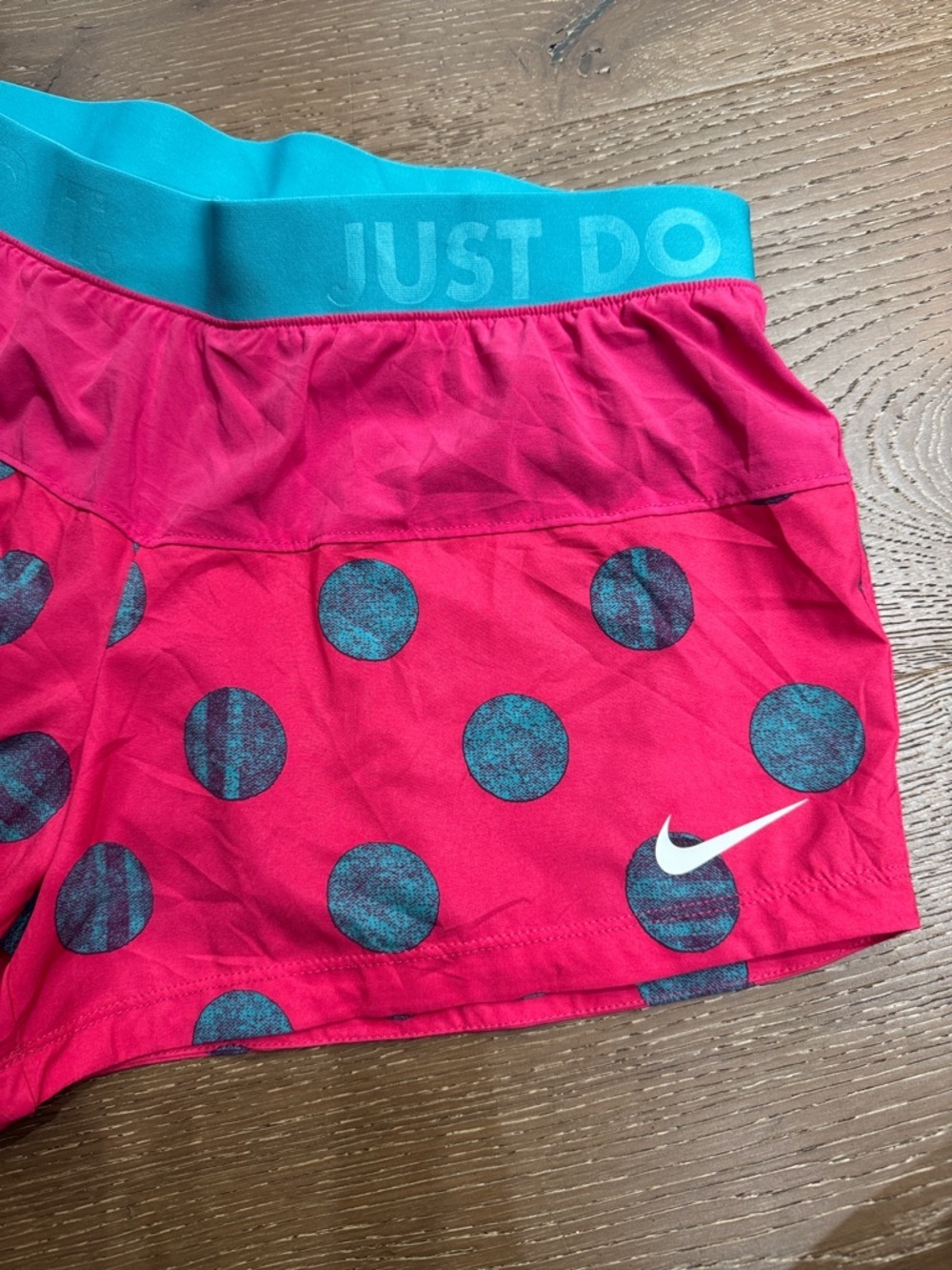 Nike Dri-FIT Polka Dot Running Shorts Pink & Teal Size M - Picture 3 of 6